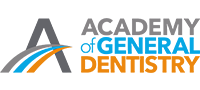 Academy of General Dentistry logo in gray, blue, and orange