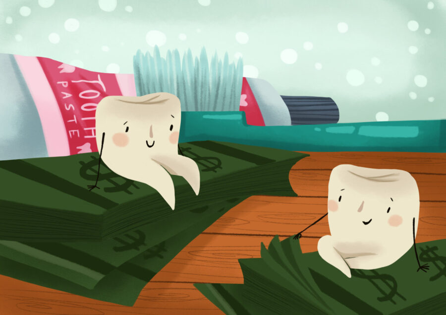 teeth sitting on money, how much does a dental cleaning cost